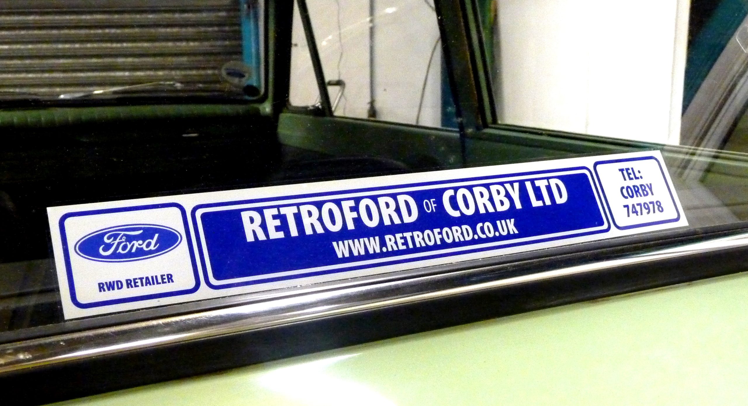 Retroford. Retro Looking Rear Dealer Stickers (ME007)