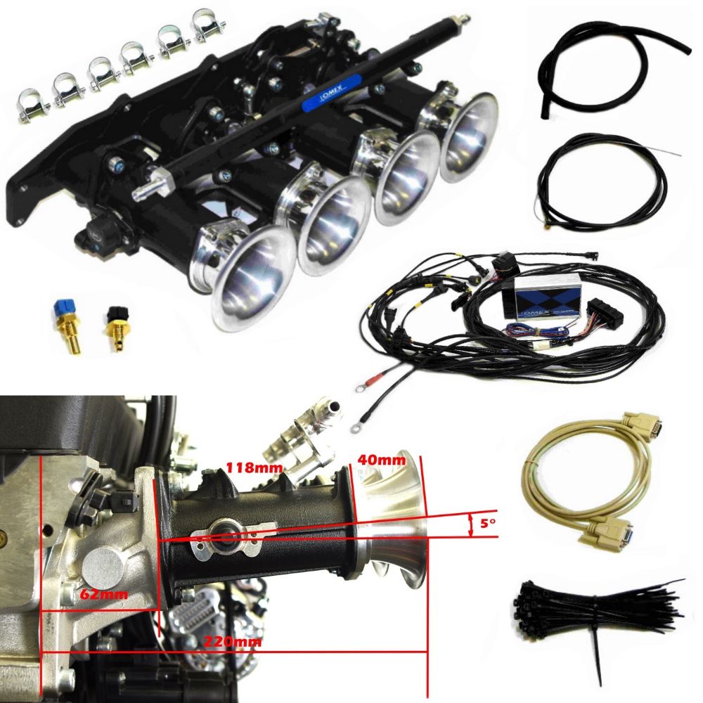 Retroford Zetec Angled 5 Degree Inlet Omex 600 48mm Throttle Body Full Kit (Pre Mapped